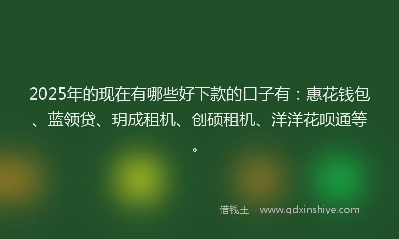 2025年的现在有哪些好下款的口子有：惠花钱包、蓝领贷、玥成租机、创硕租机、洋洋花呗通等。
