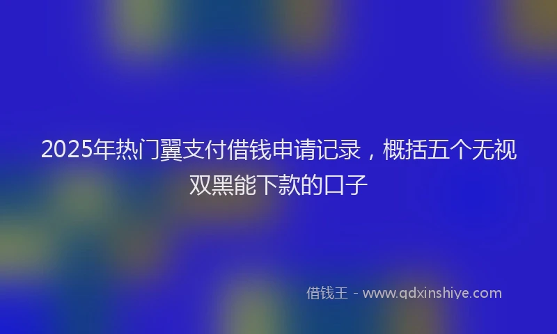2025年热门翼支付借钱申请记录，概括五个无视双黑能下款的口子