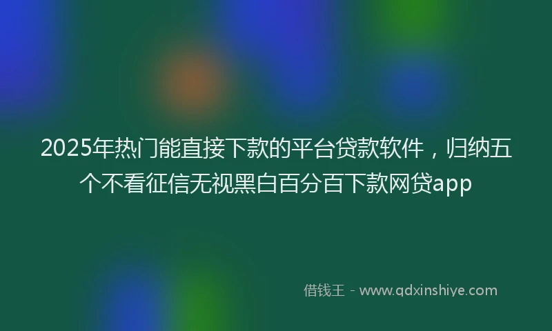 2025年热门能直接下款的平台贷款软件,归纳五个不看征信无视黑白百分百下款网贷app