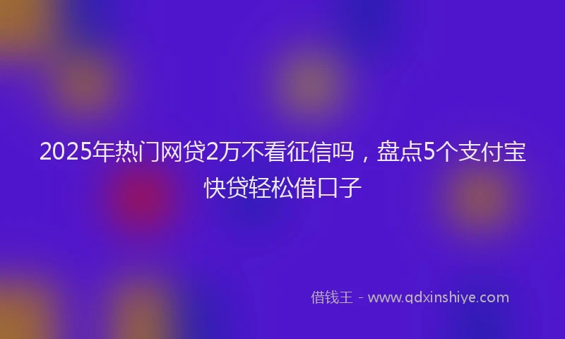 2025年热门网贷2万不看征信吗，盘点5个支付宝快贷轻松借口子