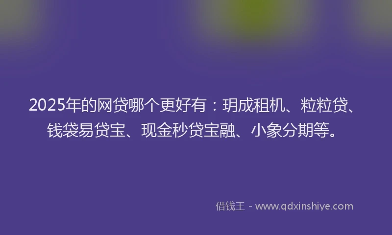 2025年的网贷哪个更好有：玥成租机、粒粒贷、钱袋易贷宝、现金秒贷宝融、小象分期等。