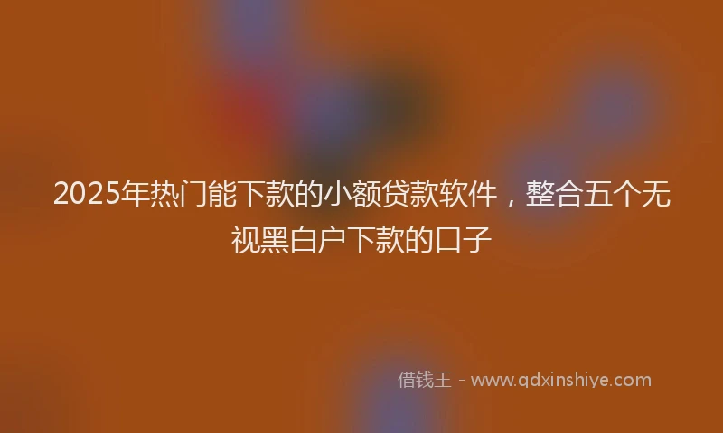 2025年热门能下款的小额贷款软件，整合五个无视黑白户下款的口子
