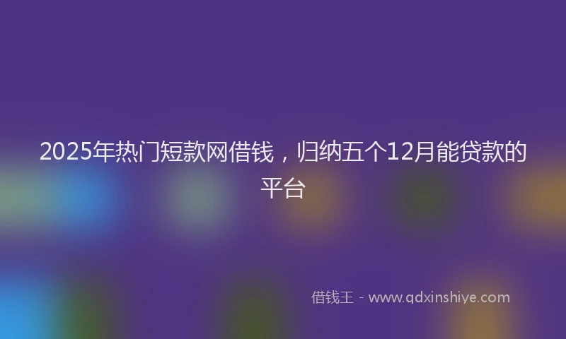 2025年热门短款网借钱,归纳五个12月能贷款的平台