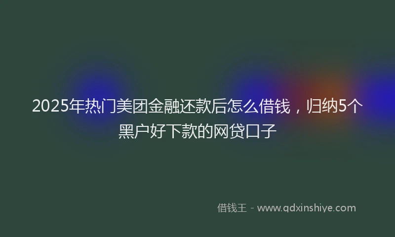 2025年热门美团金融还款后怎么借钱，归纳5个黑户好下款的网贷口子