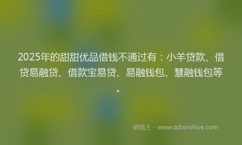 2025年的甜甜优品借钱不通过有：小羊贷款、借贷易融贷、借款宝易贷、易融钱包、慧融钱包等。