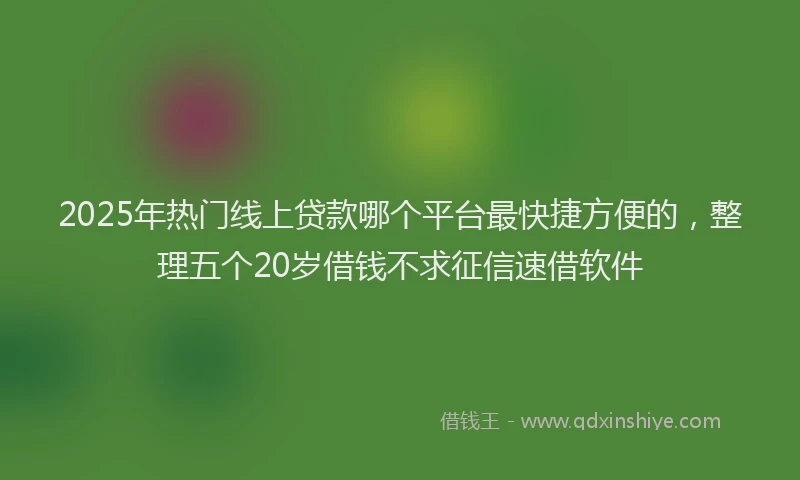 2025年热门线上贷款哪个平台最快捷方便的，整理五个20岁借钱不求征信速借软件