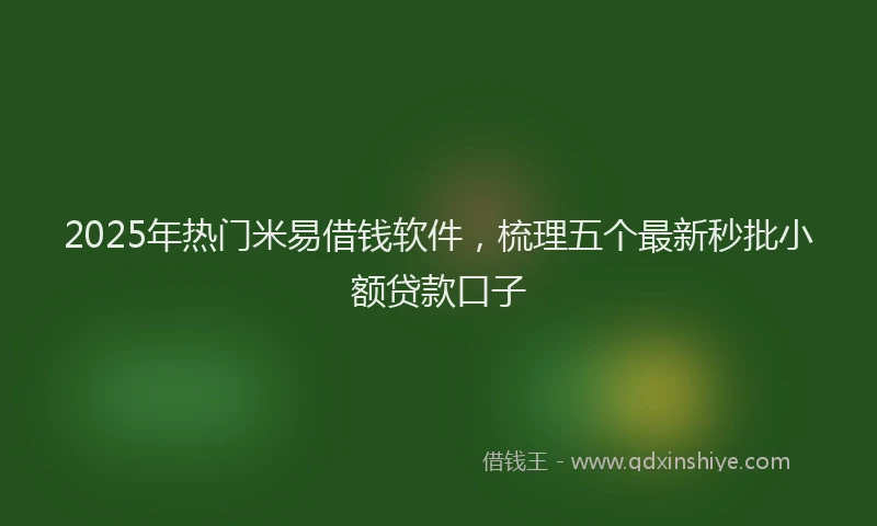 2025年热门米易借钱软件，梳理五个最新秒批小额贷款口子