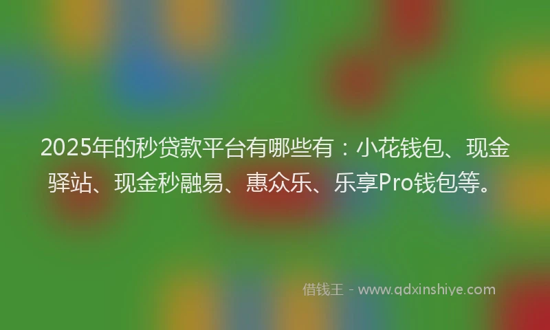 2025年的秒贷款平台有哪些有：小花钱包、现金驿站、现金秒融易、惠众乐、乐享Pro钱包等。