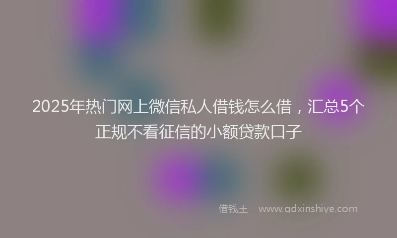 2025年热门网上微信私人借钱怎么借，汇总5个正规不看征信的小额贷款口子