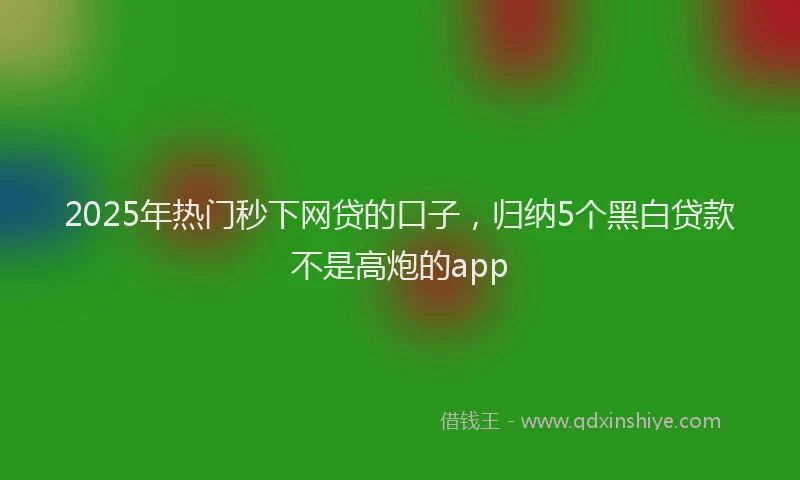 2025年热门秒下网贷的口子，归纳5个黑白贷款不是高炮的app