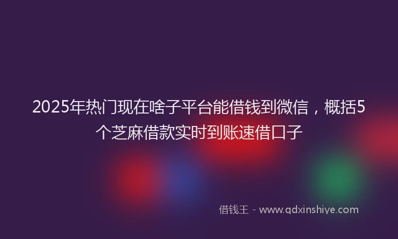 2025年热门现在啥子平台能借钱到微信,概括5个芝麻借款实时到账速借口子