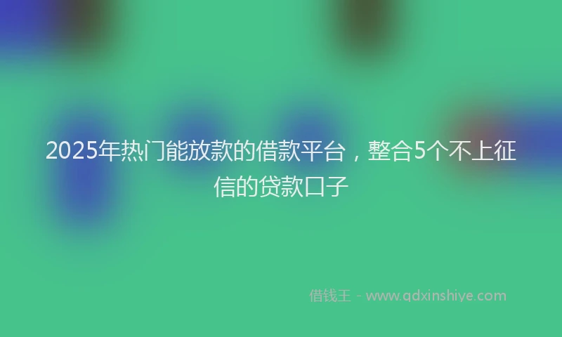2025年热门能放款的借款平台,整合5个不上征信的贷款口子