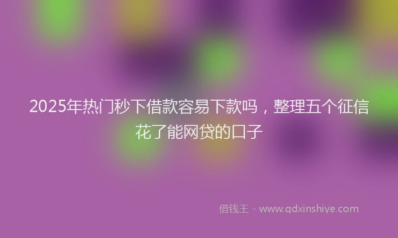 2025年热门秒下借款容易下款吗，整理五个征信花了能网贷的口子