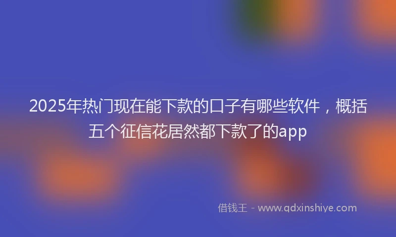 2025年热门现在能下款的口子有哪些软件，概括五个征信花居然都下款了的app