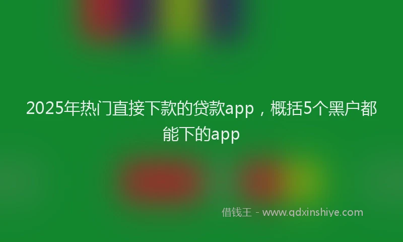 2025年热门直接下款的贷款app，概括5个黑户都能下的app