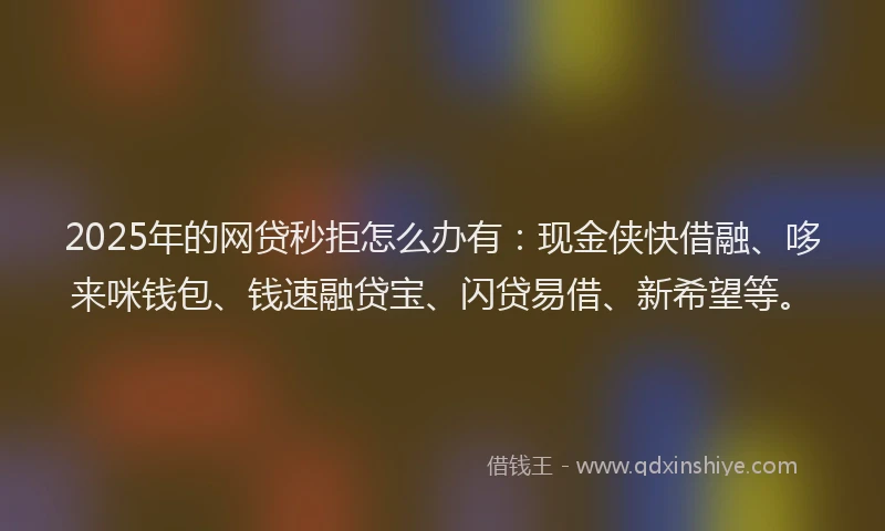 2025年的网贷秒拒怎么办有：现金侠快借融、哆来咪钱包、钱速融贷宝、闪贷易借、新希望等。