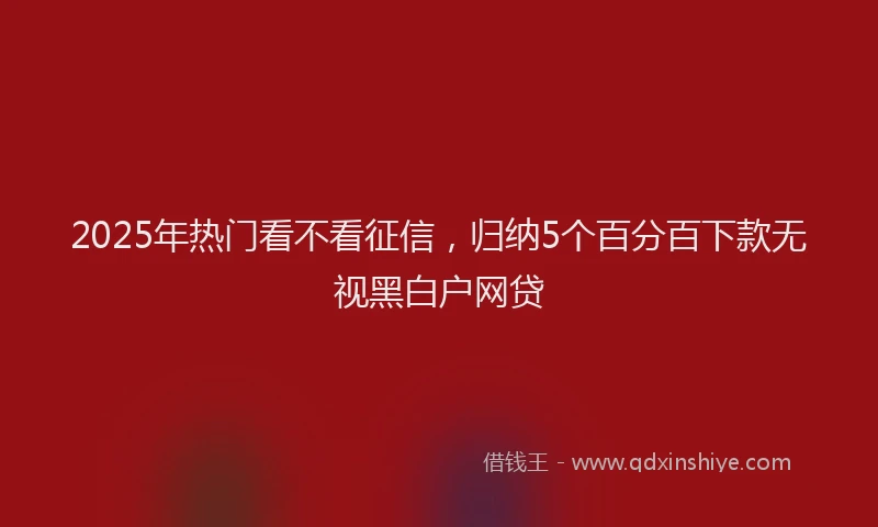 2025年热门看不看征信，归纳5个百分百下款无视黑白户网贷
