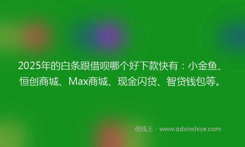 2025年的白条跟借呗哪个好下款快有：小金鱼、恒创商城、Max商城、现金闪贷、智贷钱包等。