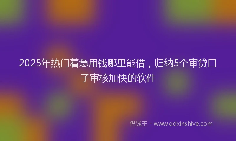 2025年热门着急用钱哪里能借，归纳5个审贷口子审核加快的软件