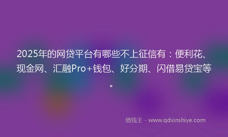 2025年的网贷平台有哪些不上征信有:便利花、现金网、汇融Pro+钱包、好分期、闪借易贷宝等。