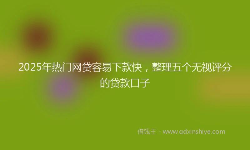 2025年热门网贷容易下款快,整理五个无视评分的贷款口子