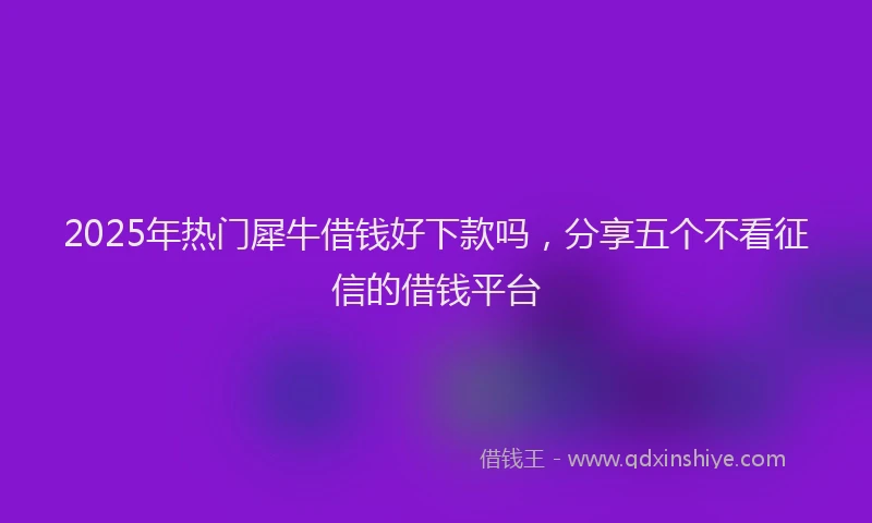 2025年热门犀牛借钱好下款吗，分享五个不看征信的借钱平台