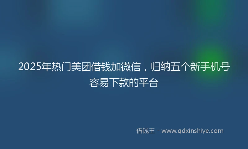 2025年热门美团借钱加微信,归纳五个新手机号容易下款的平台