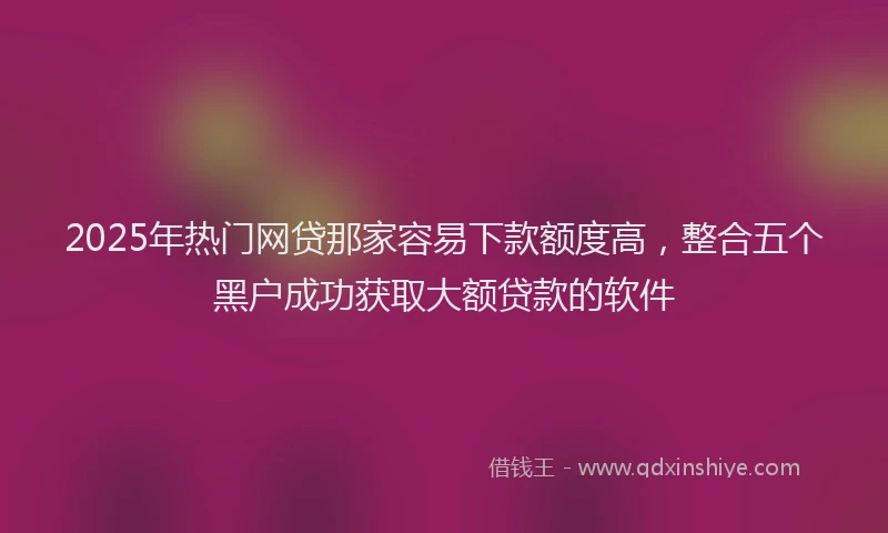 2025年热门网贷那家容易下款额度高，整合五个黑户成功获取大额贷款的软件