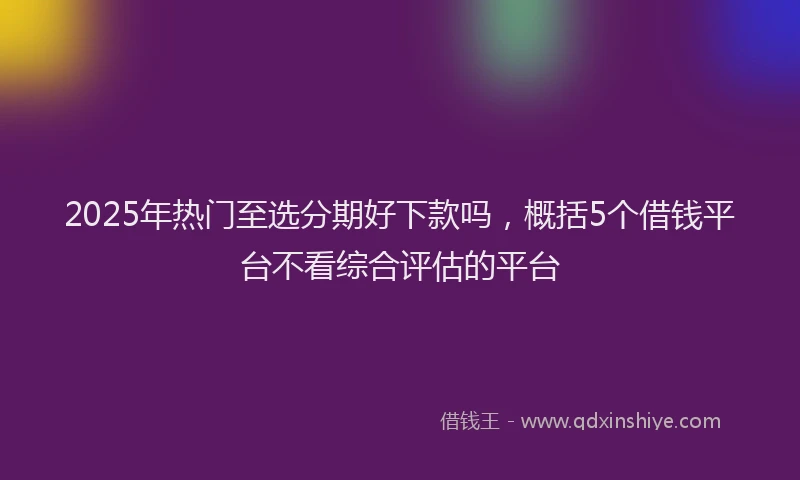 2025年热门至选分期好下款吗，概括5个借钱平台不看综合评估的平台