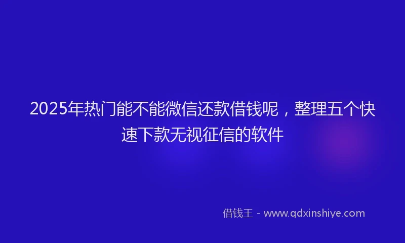 2025年热门能不能微信还款借钱呢,整理五个快速下款无视征信的软件