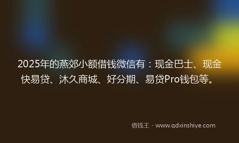 2025年的燕郊小额借钱微信有：现金巴士、现金快易贷、沐久商城、好分期、易贷Pro钱包等。