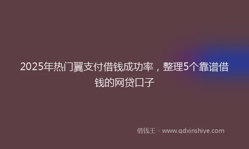 2025年热门翼支付借钱成功率，整理5个靠谱借钱的网贷口子