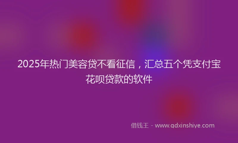 2025年热门美容贷不看征信，汇总五个凭支付宝花呗贷款的软件