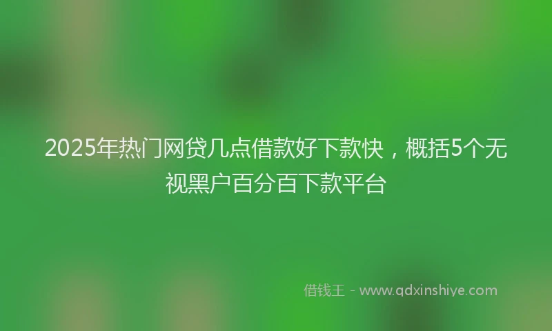2025年热门网贷几点借款好下款快，概括5个无视黑户百分百下款平台