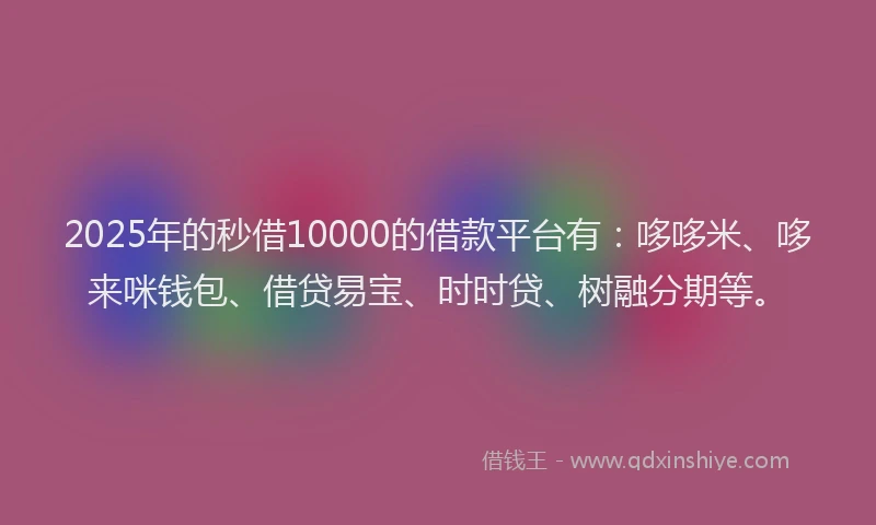 2025年的秒借10000的借款平台有：哆哆米、哆来咪钱包、借贷易宝、时时贷、树融分期等。
