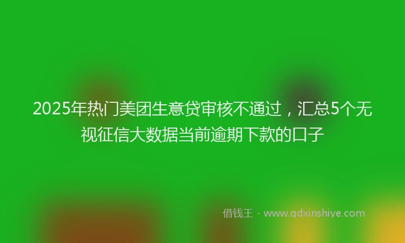 2025年热门美团生意贷审核不通过，汇总5个无视征信大数据当前逾期下款的口子