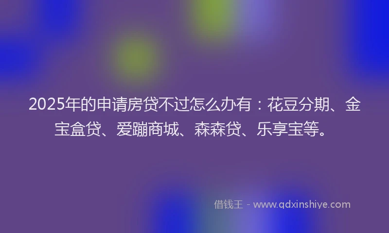 2025年的申请房贷不过怎么办有：花豆分期、金宝盒贷、爱蹦商城、森森贷、乐享宝等。