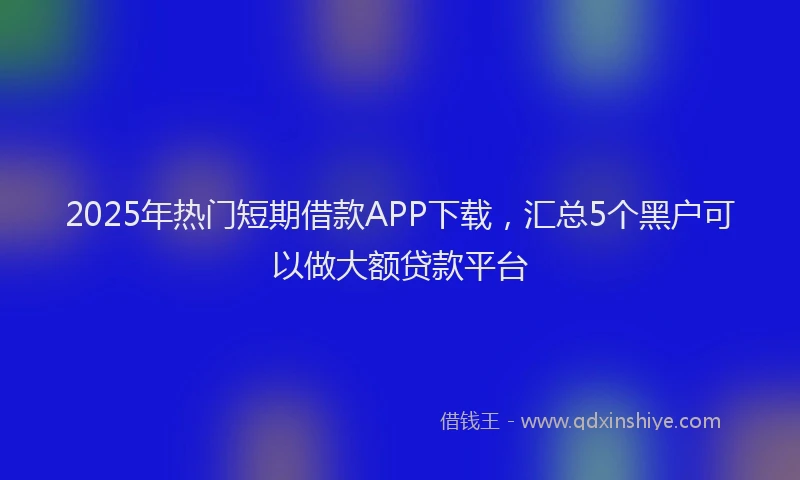 2025年热门短期借款APP下载，汇总5个黑户可以做大额贷款平台