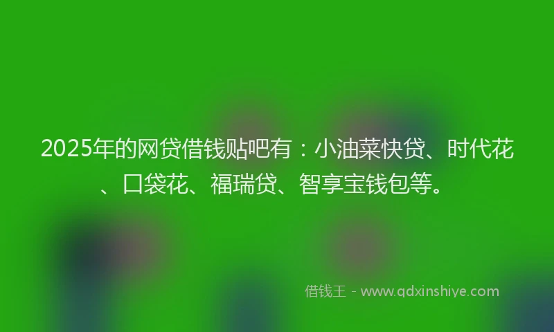 2025年的网贷借钱贴吧有：小油菜快贷、时代花、口袋花、福瑞贷、智享宝钱包等。