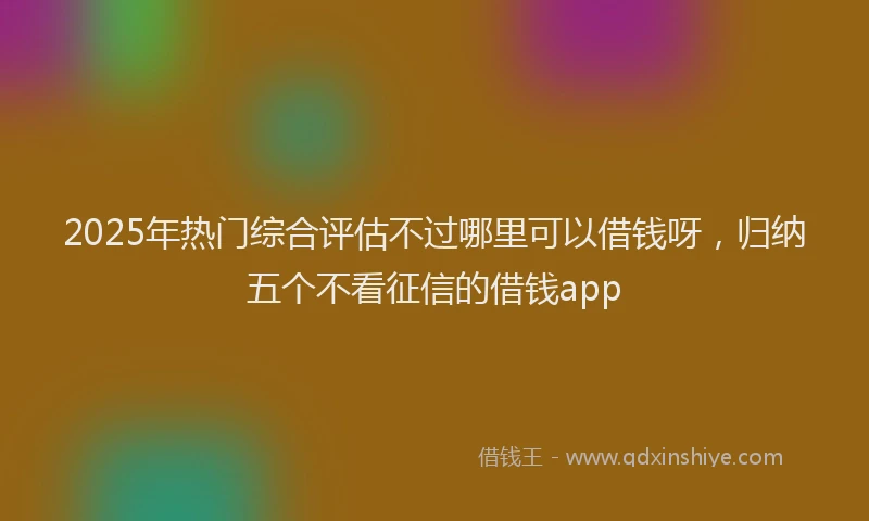 2025年热门综合评估不过哪里可以借钱呀，归纳五个不看征信的借钱app