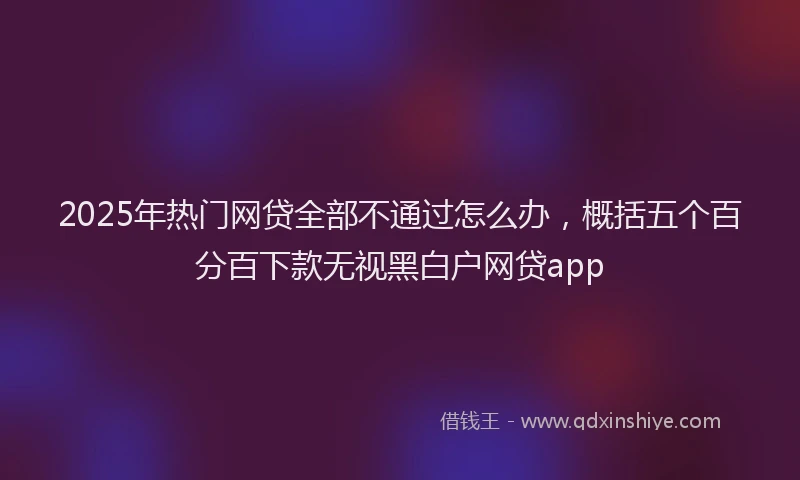 2025年热门网贷全部不通过怎么办，概括五个百分百下款无视黑白户网贷app