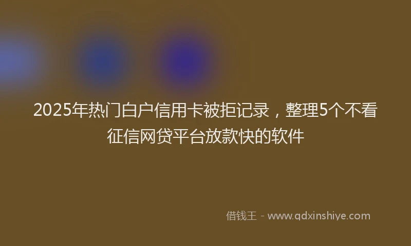2025年热门白户信用卡被拒记录，整理5个不看征信网贷平台放款快的软件