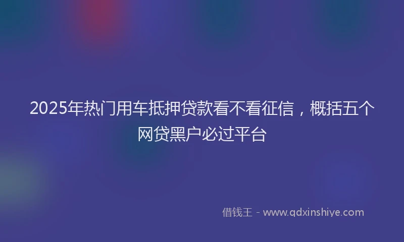 2025年热门用车抵押贷款看不看征信，概括五个网贷黑户必过平台
