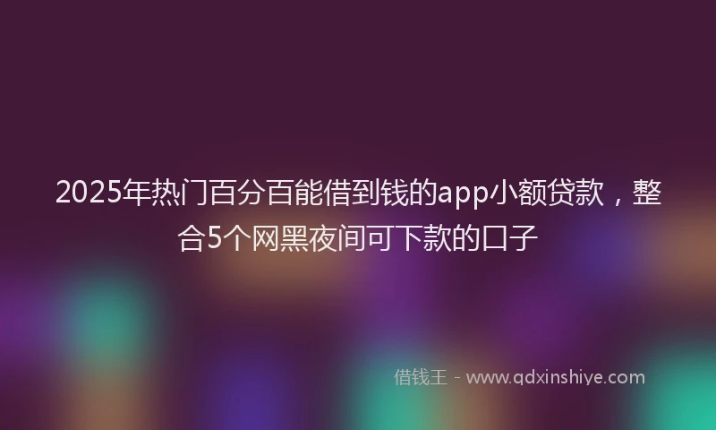 2025年热门百分百能借到钱的app小额贷款，整合5个网黑夜间可下款的口子