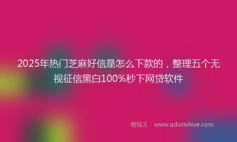 2025年热门芝麻好信是怎么下款的，整理五个无视征信黑白100%秒下网贷软件