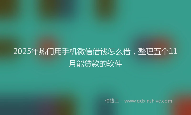 2025年热门用手机微信借钱怎么借,整理五个11月能贷款的软件