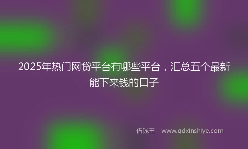 2025年热门网贷平台有哪些平台，汇总五个最新能下来钱的口子