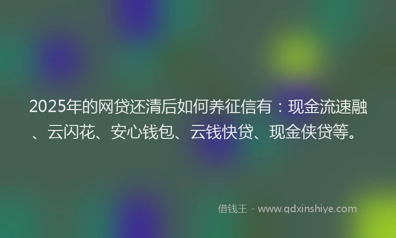 2025年的网贷还清后如何养征信有：现金流速融、云闪花、安心钱包、云钱快贷、现金侠贷等。