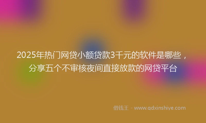 2025年热门网贷小额贷款3千元的软件是哪些,分享五个不审核夜间直接放款的网贷平台