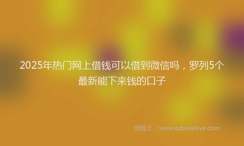 2025年热门网上借钱可以借到微信吗，罗列5个最新能下来钱的口子